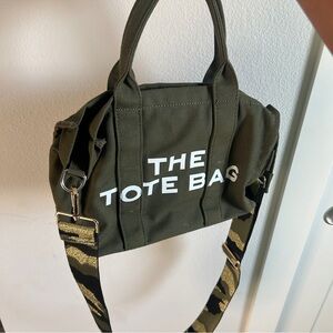 Olive Crossbody Bag with Camouflage Strap